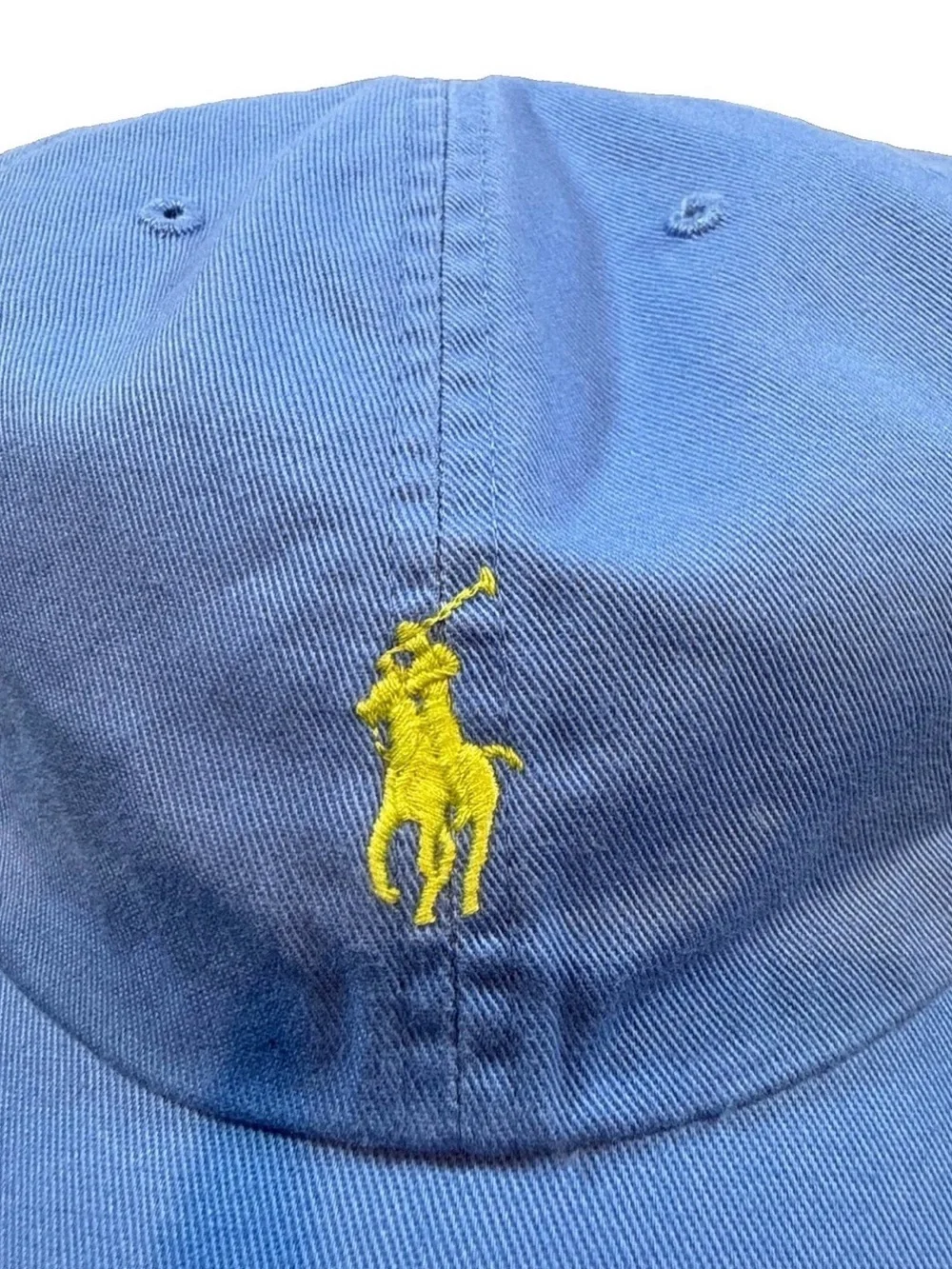 Polo Ralph Lauren Blue Adjustable Baseball Cap Hat Lime Green Pony Logo Cotton
